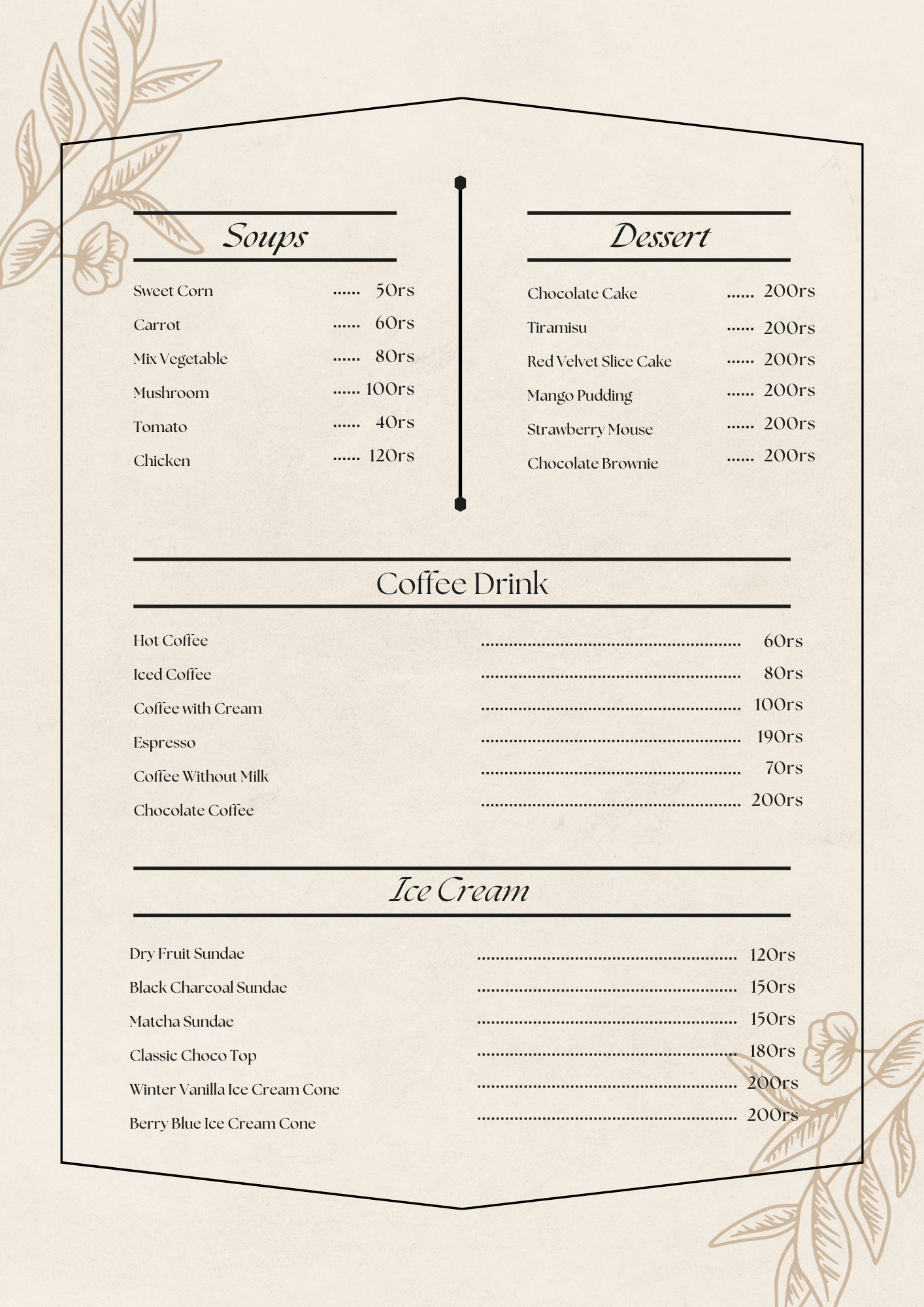 Menu Card 2